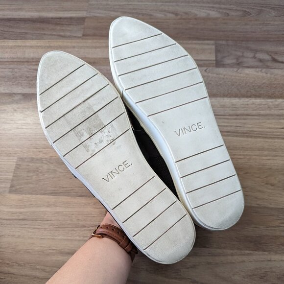 Black Vince Blair Slip On Sneakers with Perforated Leather - Picture 5 of 7